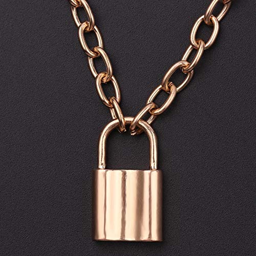 Lock Pendant Necklace for Women Silver Tone Stainless Steel
